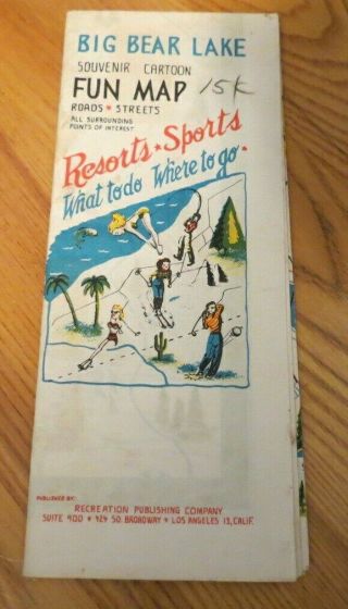Big Bear Lake California Vintage Travel Brochure Map 1947