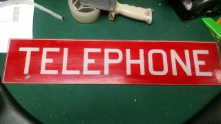 Large Red Front Vintage Glass Western Electric Telephone Booth Insert Panel Sign