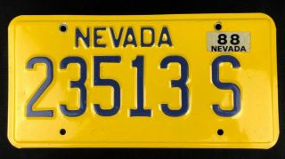 Nevada 1988 Motor Carrier Trucking Permit License Plate 23513 S