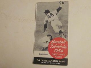 1954 Home Games Baseball Schedule York Yankees,  Giants And Dodgers Chase Nat