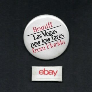 Braniff International Las Vegas Low Fares To Florida Metal Pin/badge