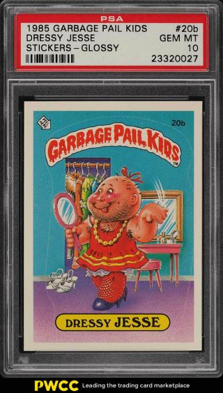1985 Topps Garbage Pail Kids Stickers Glossy Dressy Jesse 20b Psa 10 Gem (pwcc)