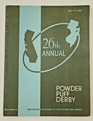1972 26th Annual Powder Puff Derby Air Race Program San Mateo,  Ca To Nj