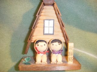 Japanese Creative Kokeshi Dolls Sitting In Front Of A - Frame & Signed Japan