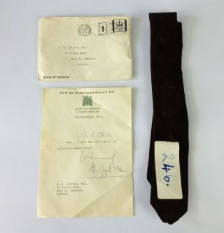 Sir Alec Douglas Home - Prime Ministers Personal Tie Political Signed Letter Rare