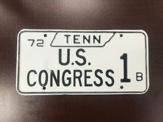 Tennessee 1 Number One U.  S.  Congress License Plate - Low Digit,  Rare 1972