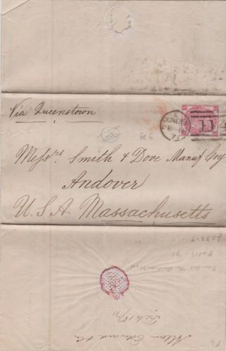 1871 Qv Dundee Letter With A Fine 3d Red Rose Stamp Sent To Massachusetts Usa