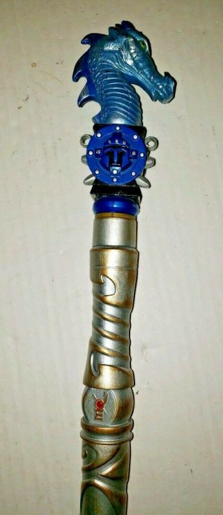 Silver & Gold Magiquest Wand With A Blue Dragon Topper - Great Wolf Lodge - 2005