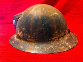 Vintage MSA 50 ' s or 60’s Coal Miner ' s Hard Hat Helmet Brown Bakelite with Liner 2