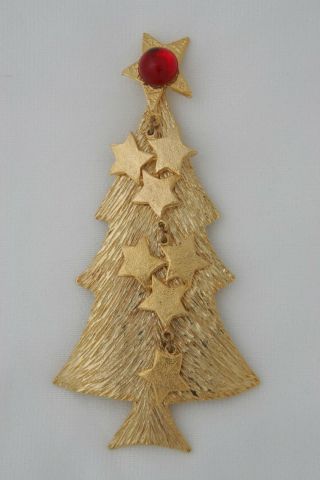 Vintage Ultracraft Swinging Star Christmas Tree Pin Signed Book Piece