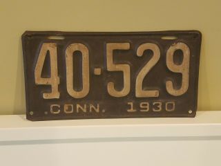 Antique 1930 Connecticut Metal License Plate Single 40 - 529