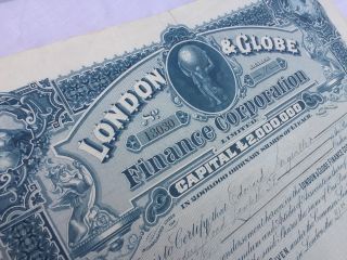 Stock Certificate London & Globe Finance Corp Ltd 1898 - 148