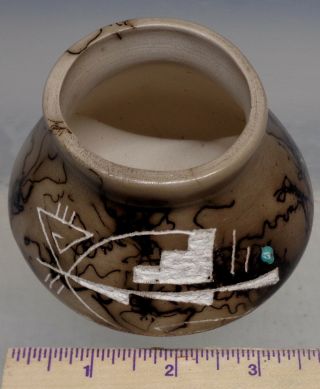 Navajo Native American Horse Hair Smaller Size Vase Signed