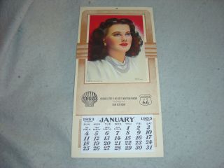 1953 Pin Up Calendar - Pretty Girl By Billy De Vores - Shell Gasoline