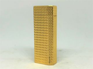 Auth Cartier K18 Gold - Plated Diamond - Cut Pattern Pentagon 5 - Sided Lighter