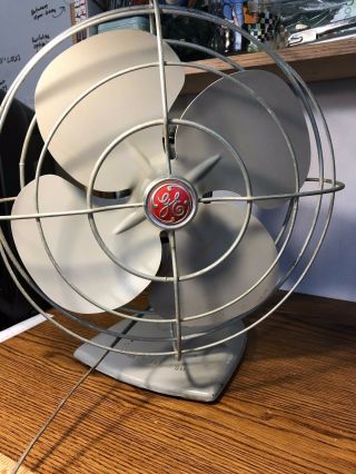 Vintage 1950s General Electric Ge F14s125 Usa Oscillating Retro Art Deco Fan