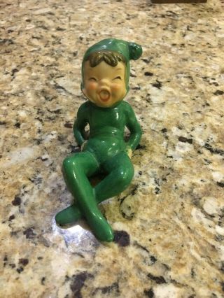 Vintage Made In Japan Ceramic Laughing Pixie Elf Gnome Fantasy Figurine
