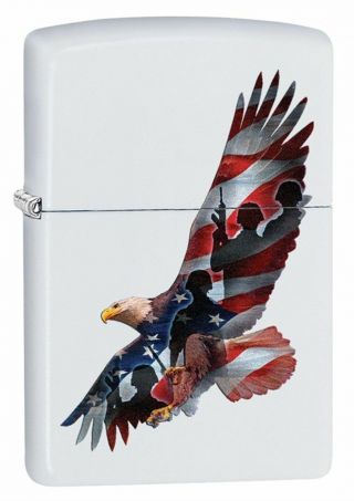 Zippo Windproof Lighter With Eagle,  U.  S.  Flag And Military,  29418,
