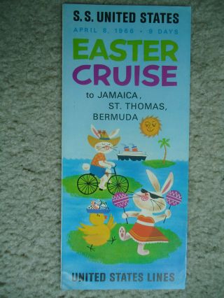 United States Lines - Ss United States - Easter Cruise - Booklet - 1966