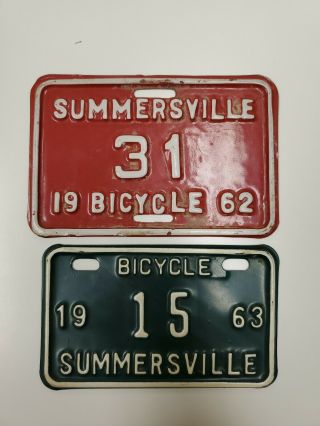 2 Nicholas County,  Wv,  Bicycle License Plate Tags Summersville,  West Virginia 19