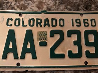 1961 Colorado Motorcycle License Plate Aa 239