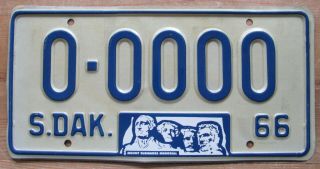 South Dakota 1966 Sample License Plate Quality 0 - 0000
