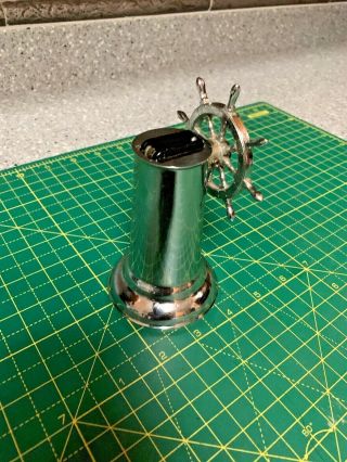 VINTAGE 1940 s Helm ' s Wheel Table Lighter Nautical Ship ' s Wheel MADE IN USA 4