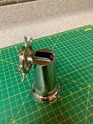 VINTAGE 1940 s Helm ' s Wheel Table Lighter Nautical Ship ' s Wheel MADE IN USA 5