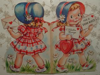 Dbl.  Sided - M.  Cooper - Cute Valentine Girl - 1949 Rust Craft Card