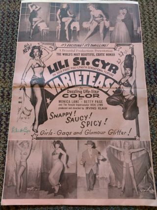 1950,  S Irving Klaws Varietease Press Kit,  Lili St Cyr,  Betty Page,