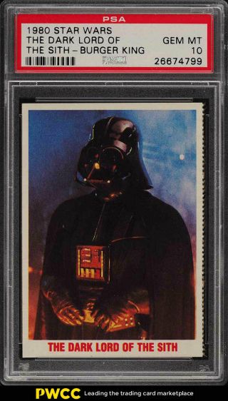 1980 Topps Star Wars Burger King The Dark Lord Of The Sith Psa 10 Gem Mt (pwcc)