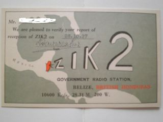 Qsl Card From Radio Station Zik - 2 Belize British Honduras (1937)