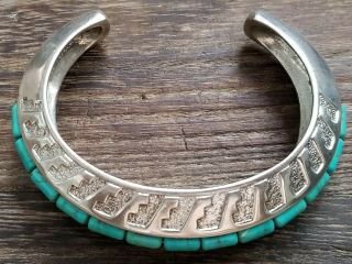 Spectacular Navajo Sterling Silver Turquoise Cuff Bracelet 70.  3 Grams
