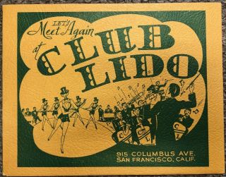 Vintage 1943 Club Lido,  North Beach,  San Francisco,  Photo Folder