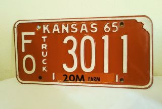 1965 Kansas Truck License Plate Expired Collectible