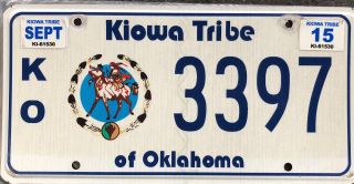 2015 Oklahoma Kiowa Tribe License Plate - Native American Indian