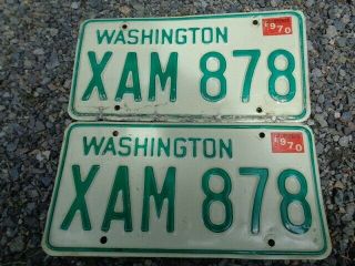 1970 Washington State License Plate Pair Issued In Mason County.