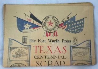 1936 Rare Texas Centennial Scrap Book Fort Worth Press Newspaper