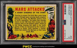 1962 Topps Mars Attacks Checklist 55 Psa 5 Ex (pwcc)