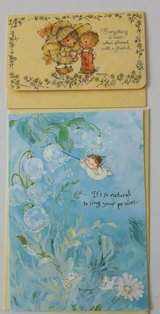 2 Vintage Mary Hamilton Greeting Cards (w/signatures)