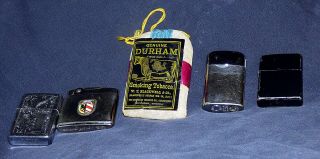 Vintage Ronson,  Rowenia,  Zippo Lighters And Drawstring Pouch Durham Tobacco