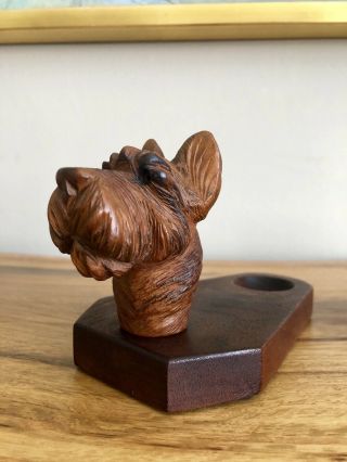 Vintage Carved Wood Scottie Dog Pipe Rest Holder Stand