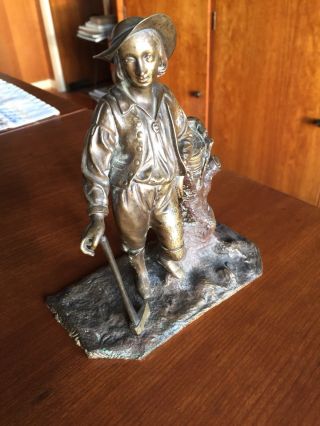 Young President George Washington And The Cherry Tree,  Antique Bronze Statue