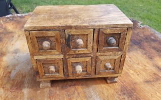 ANTIQUE WOODEN SMALL SIX DRAWER SPICE CABINET 8 