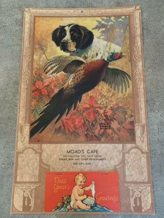 Vintage 1936 Advertising Calendar Moad’s Cafe Sun City Kansas