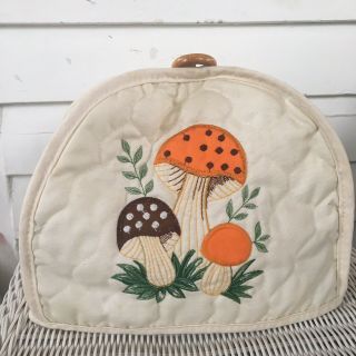 Vintage Merry Mushroom Quilted Toaster Cover Retro 70s Kitchen 3