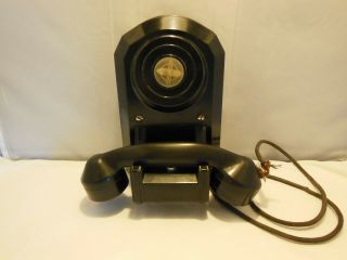 Vintage Deco Style Monophone Black Bakelite Automatic Electric Wall Mount Phone