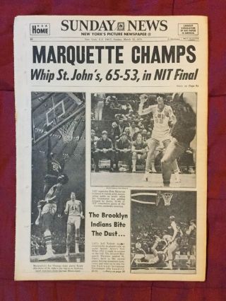 Marquette Champs - Ncaa College Basketball - 1970 York Daily News Newspaper