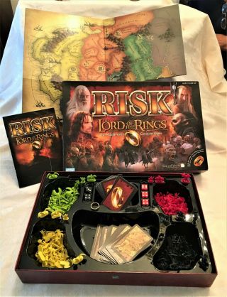 Risk Lord Of The Rings Middle - Earth Conquest Board Game Complete With Ring - Euc