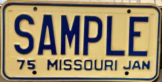 1975 Missouri Sample License Plate